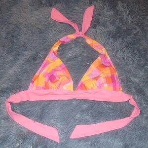 Colorful Plaid Halter Bikini Top